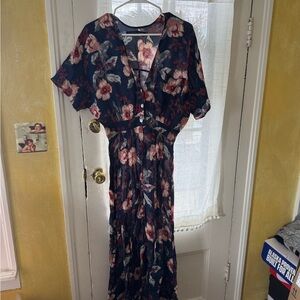 Christy Dawn Floral Lottie Dress in Midnight Anemone Sz S